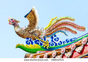 stock-photo-chinese-phoenix-statue-on-roof-with-blue-sky-199042514