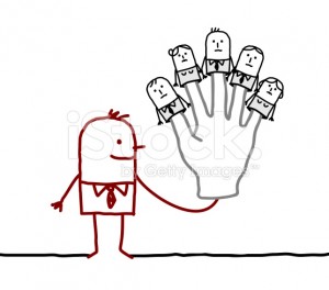 stock-illustration-27635994-boss-with-five-puppets-employees-on-fingers